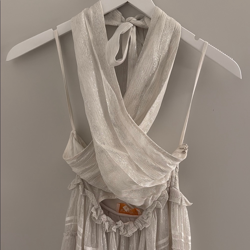 Rococo Sand Cream Halter Sundress for Weddings - Picture 2 of 5